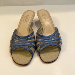 Talbots Tan/Blue Kitten Heel Pumps